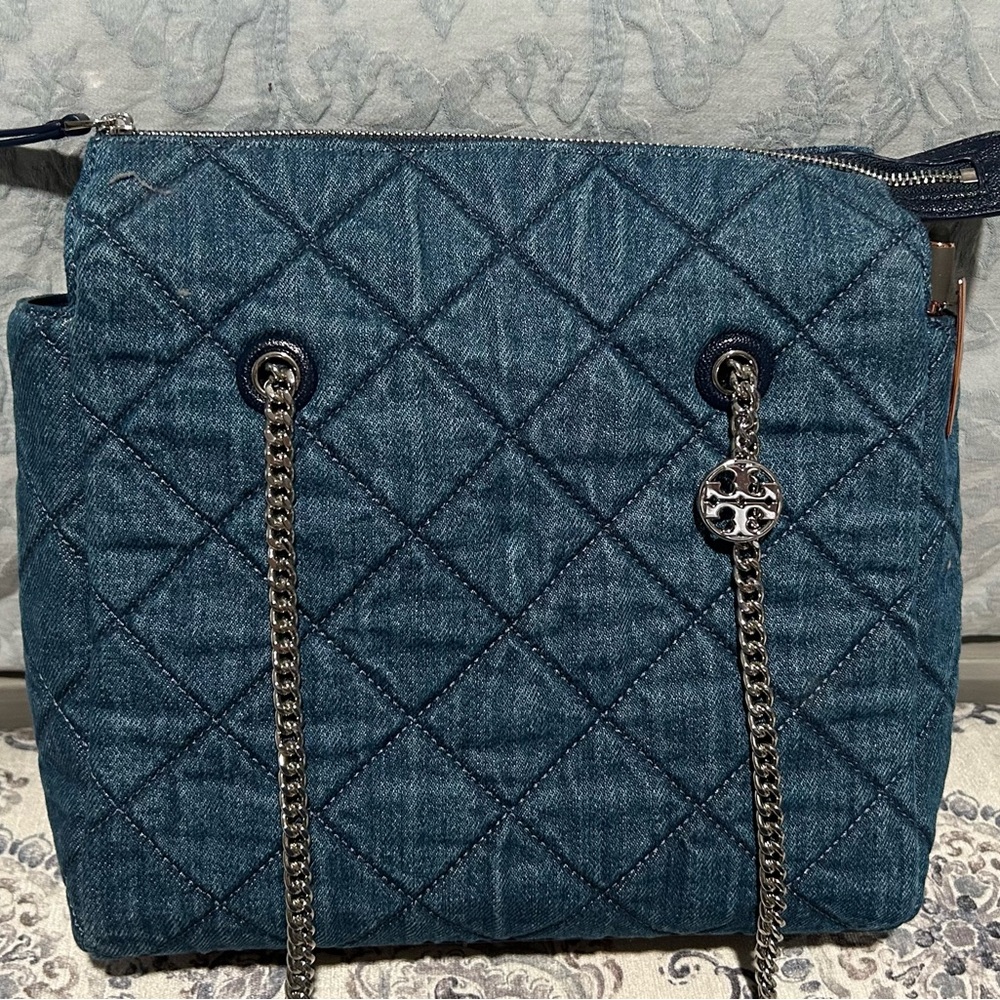 Tory Burch Willa Quilted Denim Bag
